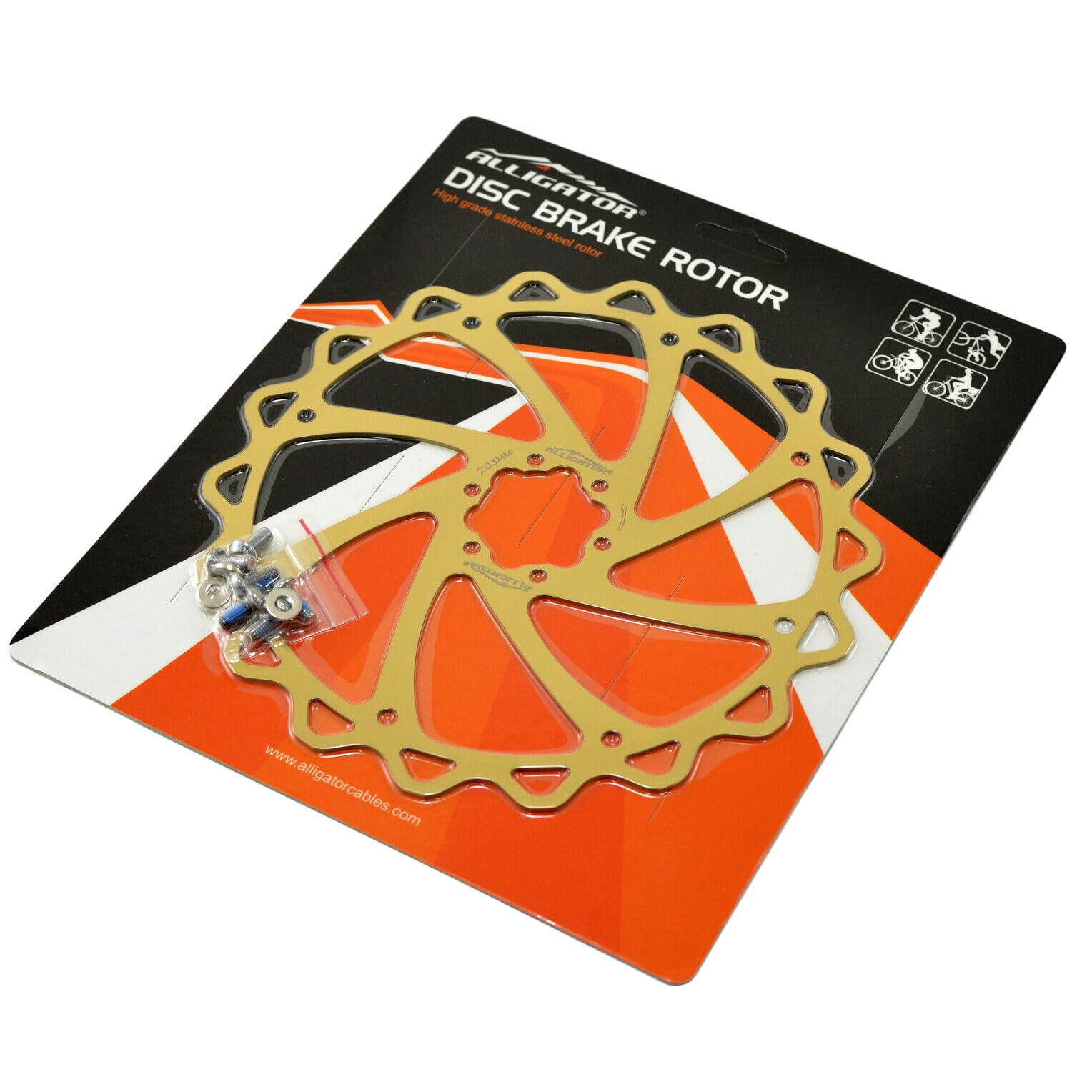 ブレーキパーツ ALLIGATOR Brake iWAVE MTB Road Bike Disc Brake Rotor 203mm, 2PCS, Ti Gold, AR2407 Amazon | ALLIGATOR Brake iWAVE MTB Road Bike Disc Brake Rotor